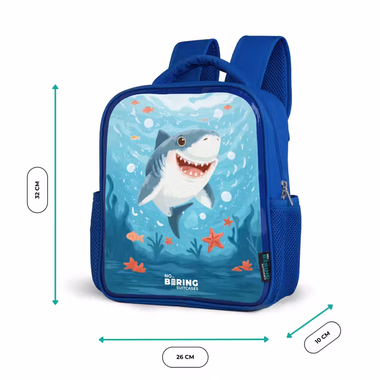 Haai - Water - Zee Kinderrugzak - Blauw middel -productfoto_formaten