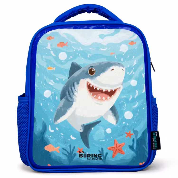Haai - Water - Zee Kinderrugzak - Blauw middel -3d