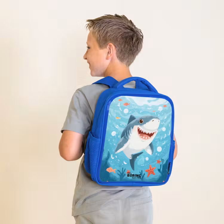 Haai - Water - Zee Kinderrugzak - Blauw middel -sfeer2