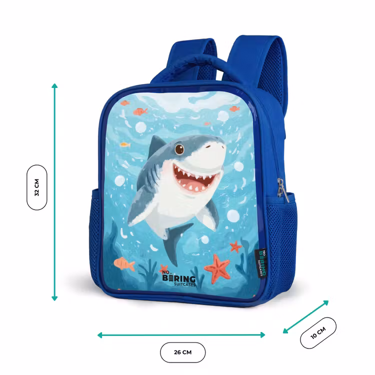 Haai - Water - Zee Kinderrugzak - Blauw middel -productfoto_formaten