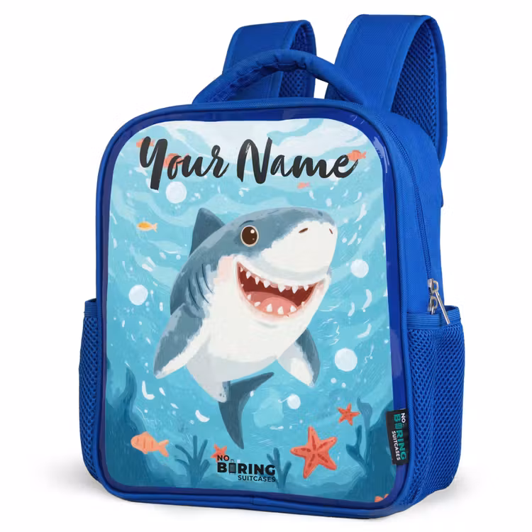 Haai - Water - Zee Kinderrugzak - Blauw middel -schuin