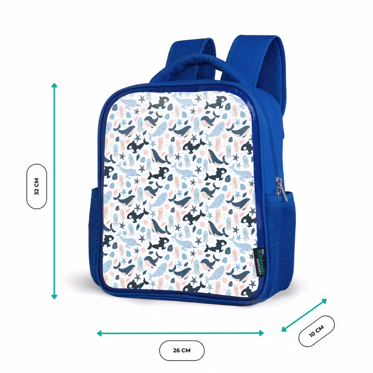 Klein - Oceaan - Walvissen - Octopus Kinderrugzak - Blauw middel 862 -productfoto_formaten