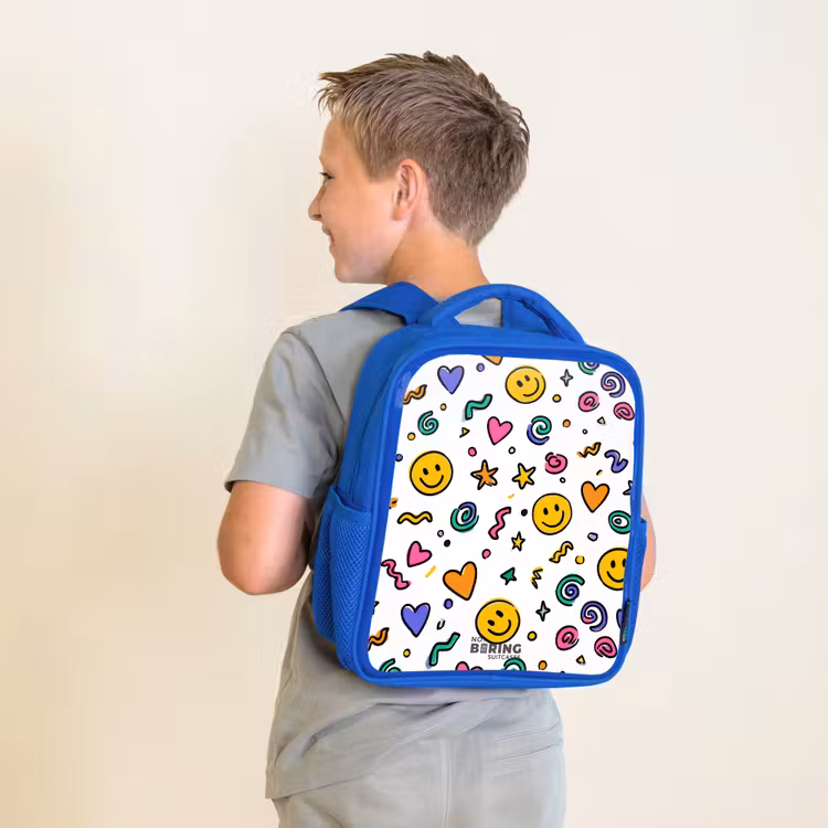 Smiley - Hartje - Ster Kinderrugzak - Blauw middel -sfeer2