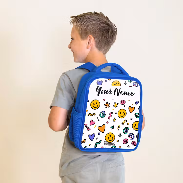 Smiley - Hartje - Ster Kinderrugzak - Blauw middel -sfeer2