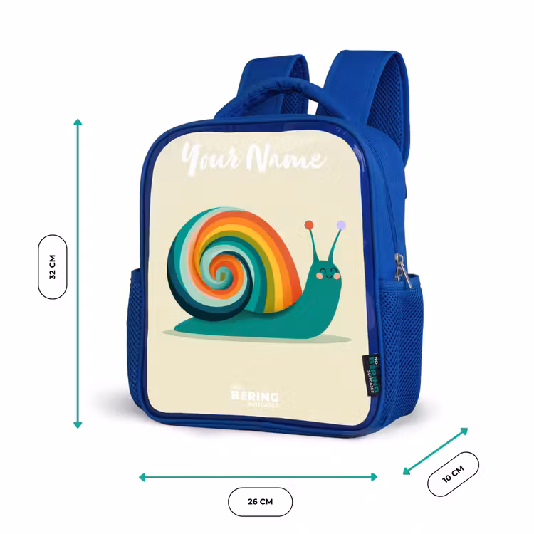 Slak - Regenboog - Kleurrijk Kinderrugzak - Blauw middel -productfoto_formaten