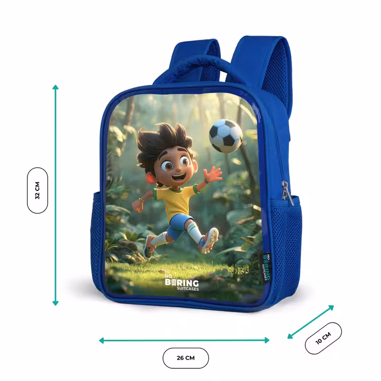 Voetbal - Jongen - Bos Kinderrugzak - Blauw middel -productfoto_formaten