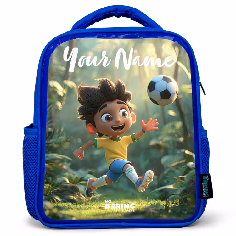 Voetbal - Jongen - Bos Kinderrugzak - Blauw middel -3d