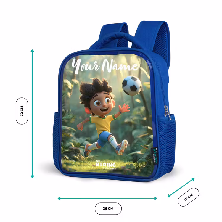 Voetbal - Jongen - Bos Kinderrugzak - Blauw middel -productfoto_formaten