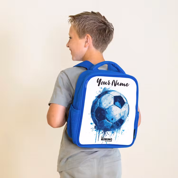 Voetbalvibes - Inktspatten - Blauw Kinderrugzak - Blauw middel -sfeer2