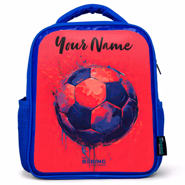 Voetbalvibes - Verf - Blauw - Rood Kinderrugzak - Blauw middel -3d