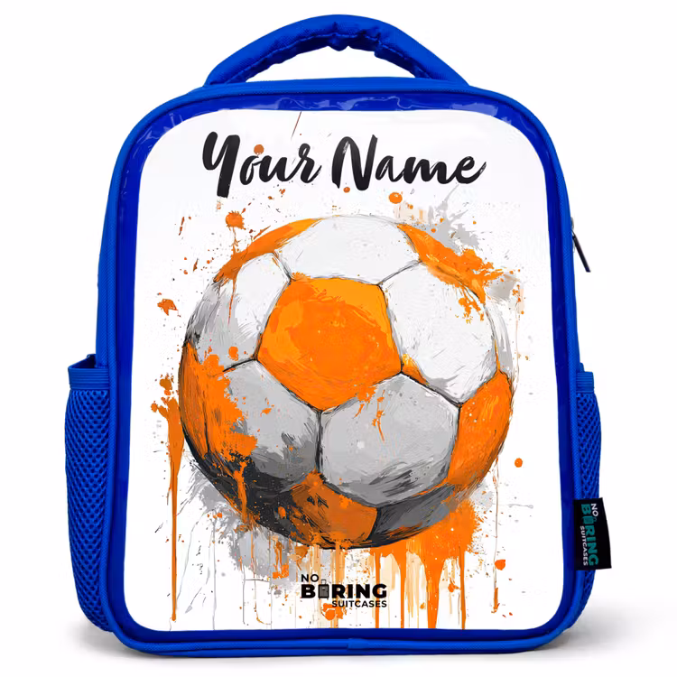 Voetbalvibes - Verf - Oranje Kinderrugzak - Blauw middel -3d