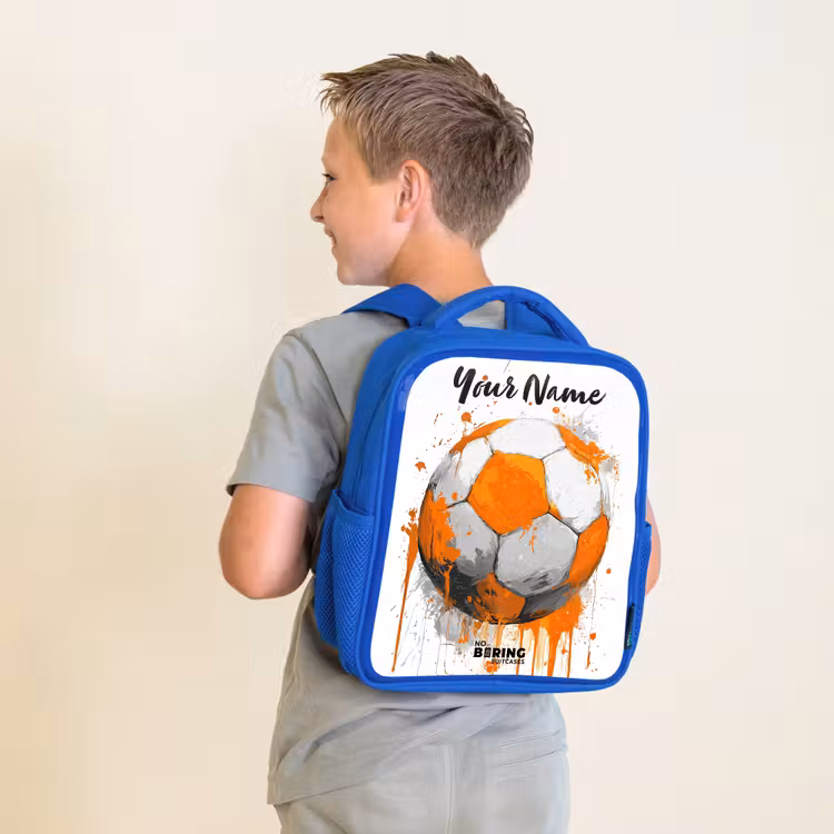 Voetbalvibes - Verf - Oranje Kinderrugzak - Blauw middel -sfeer2