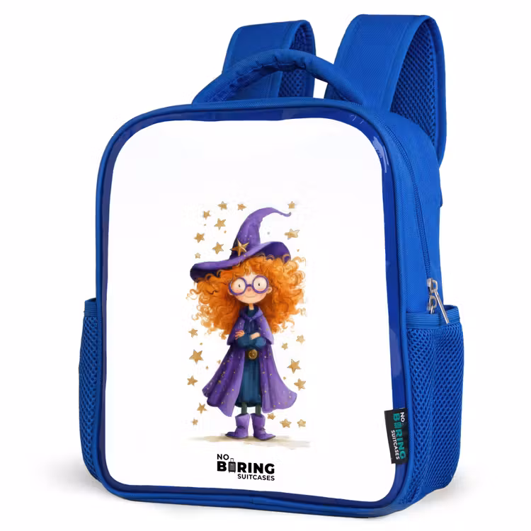 Sterrenmagie met krullen Kinderrugzak - Blauw middel -schuin