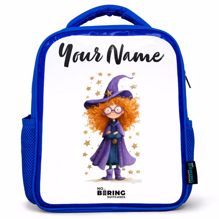 Sterrenmagie met krullen Kinderrugzak - Blauw middel -3d