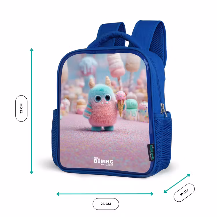 Zoet Monstersnoep Avontuur Kinderrugzak - Blauw middel -productfoto_formaten