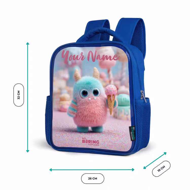 Zoet Monstersnoep Avontuur Kinderrugzak - Blauw middel -productfoto_formaten