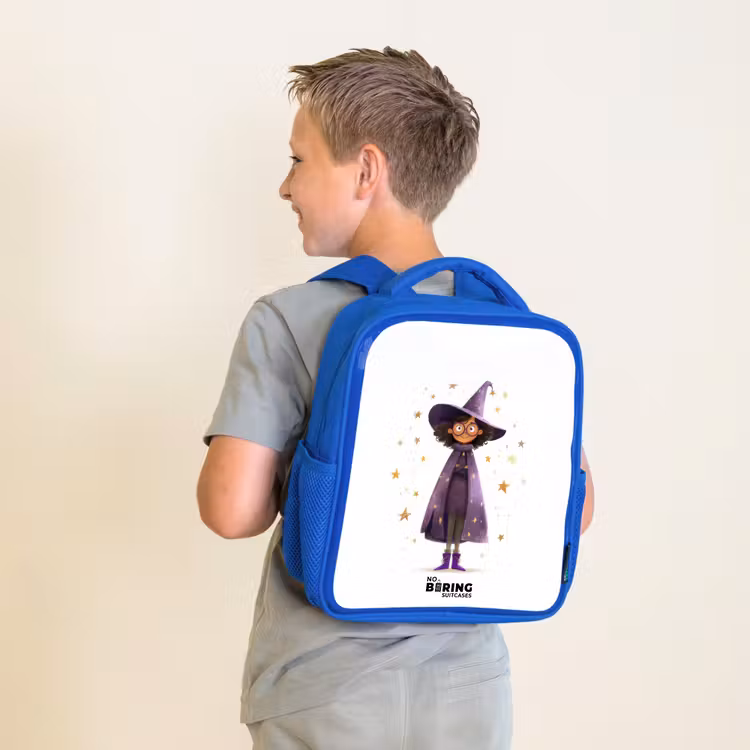 De paarse tovenaarsmantel Kinderrugzak - Blauw middel -sfeer2