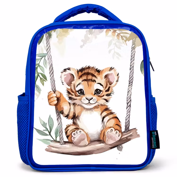 Tijger - Dier - Kinderen - Jungle Kinderrugzak - Blauw middel -3d