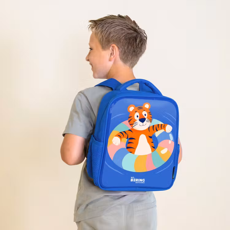 Tijger - Zwemband - Water Kinderrugzak - Blauw middel -sfeer2