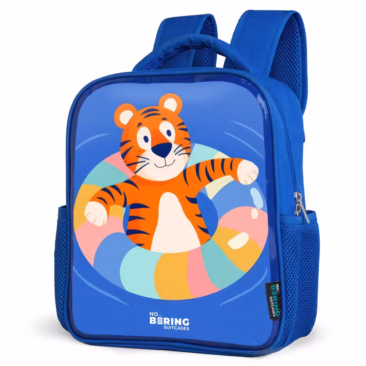 Tijger - Zwemband - Water Kinderrugzak - Blauw middel -schuin