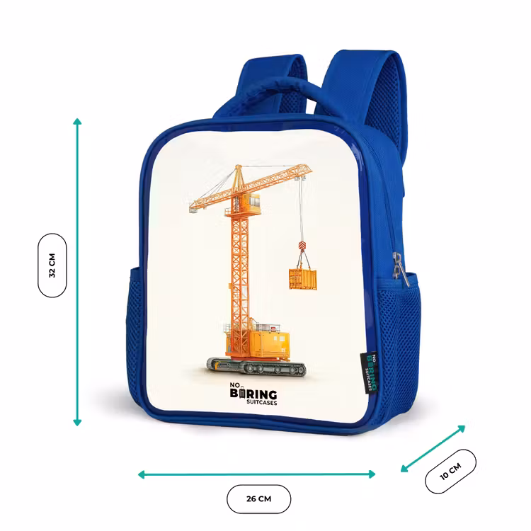 Torenkraan - Getekend - Oranje Kinderrugzak - Blauw middel -productfoto_formaten