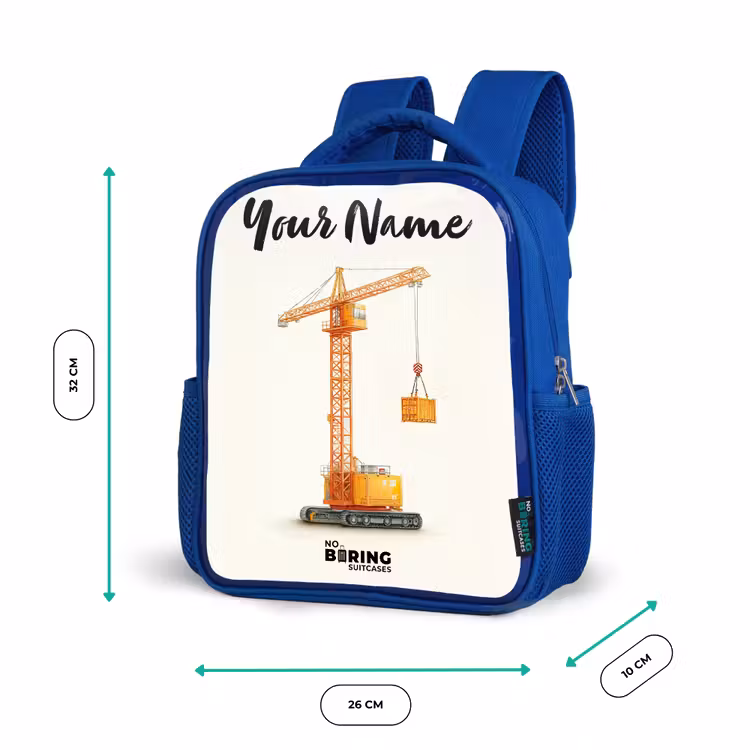 Torenkraan - Getekend - Oranje Kinderrugzak - Blauw middel -productfoto_formaten