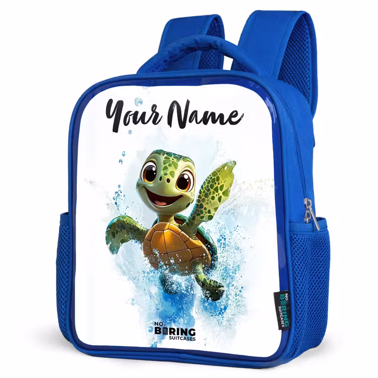 Schildpad - Water - Groen Kinderrugzak - Blauw middel -schuin