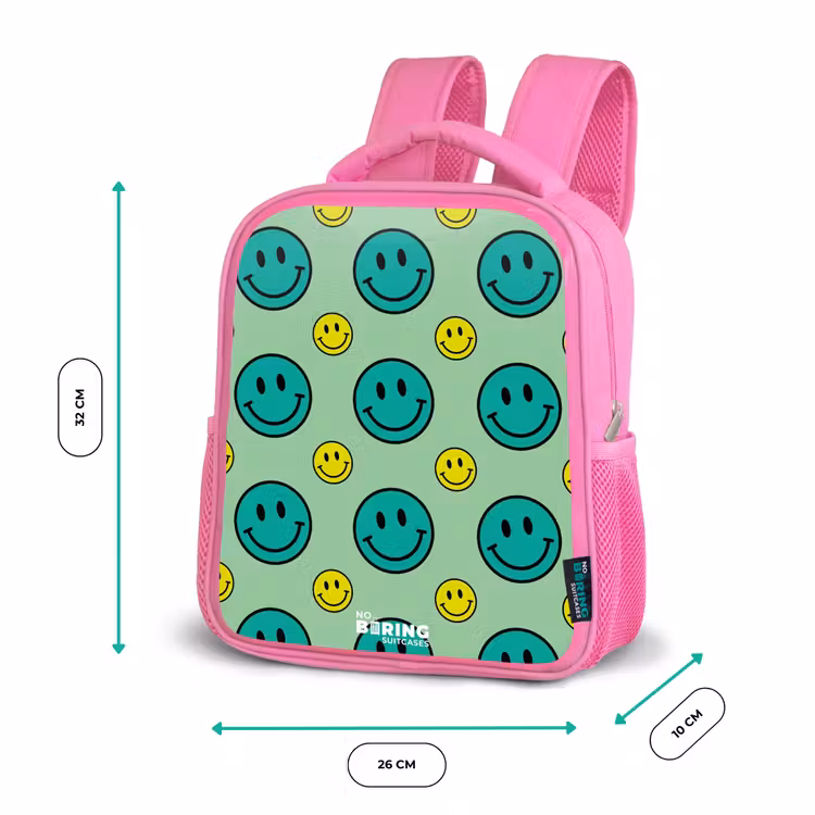 All smiles groen Kinderrugzak - Roze middel -productfoto_formaten