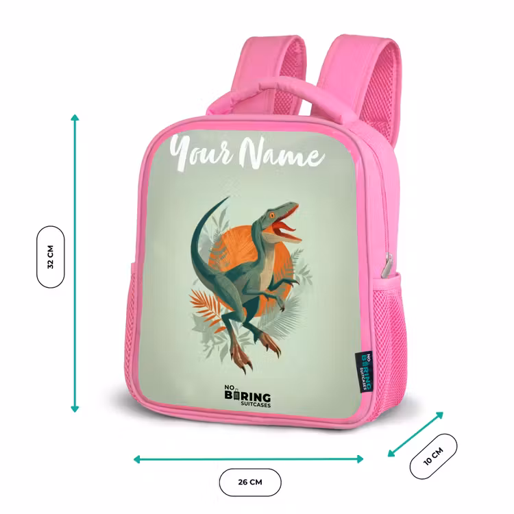 Dier - Dino - Natuur Kinderrugzak - Roze middel -productfoto_formaten