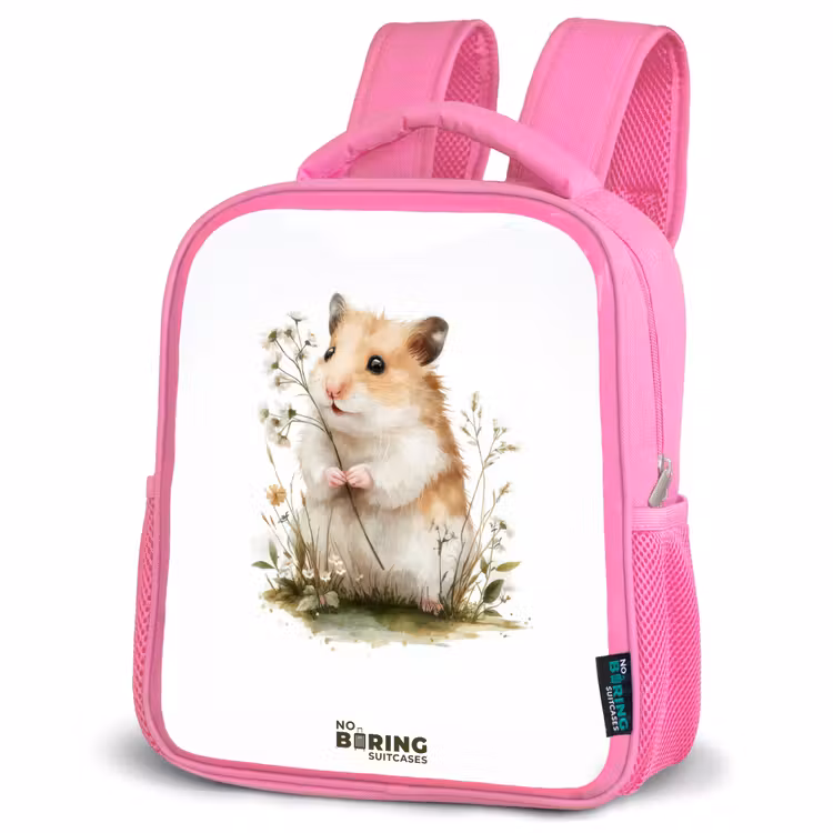 Dier - Natuur - Hamster Kinderrugzak - Roze middel -schuin
