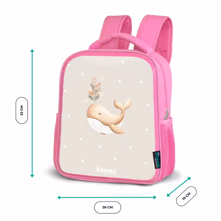 Beige walvis in bloemenzee Kinderrugzak - Roze middel -productfoto_formaten
