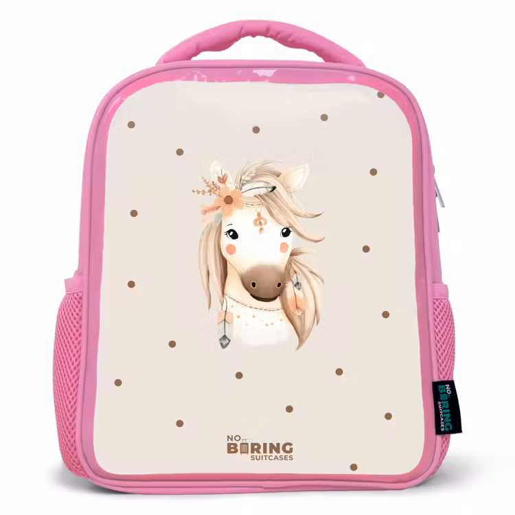 Bohemian paard in pastel kleuren Kinderrugzak - Roze middel -3d