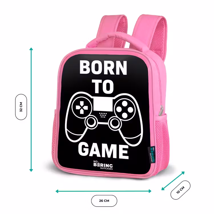 Born to game met controller Kinderrugzak - Roze middel -productfoto_formaten