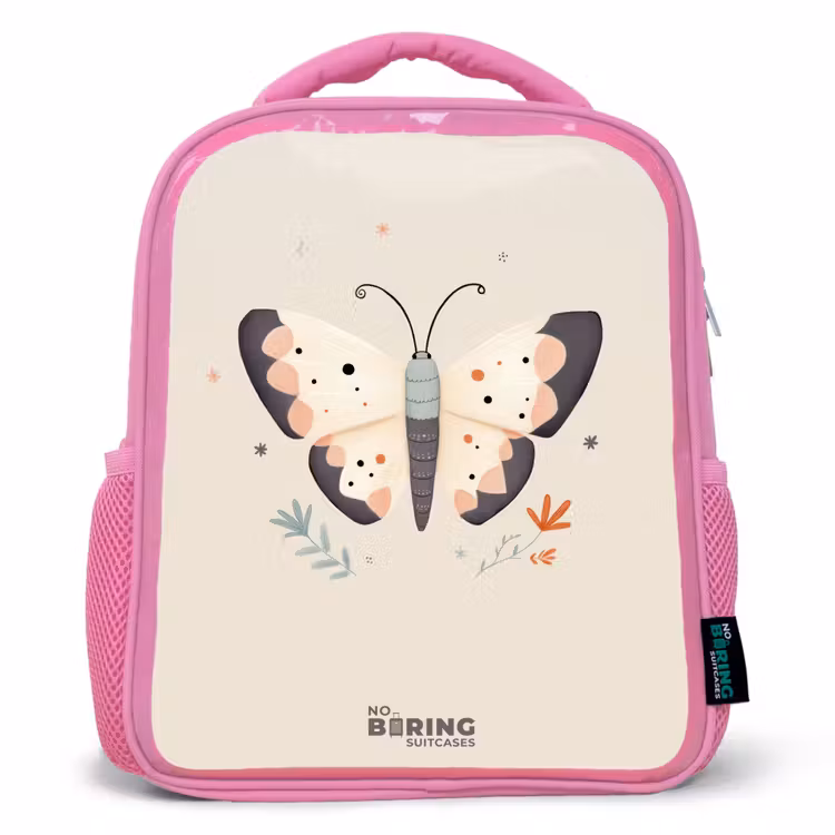 Vlinder in neutrale pastel kleuren Kinderrugzak - Roze middel -3d