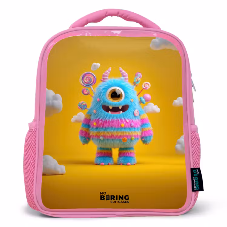 Snoep - Monster - Regenboog Kinderrugzak - Roze middel -3d