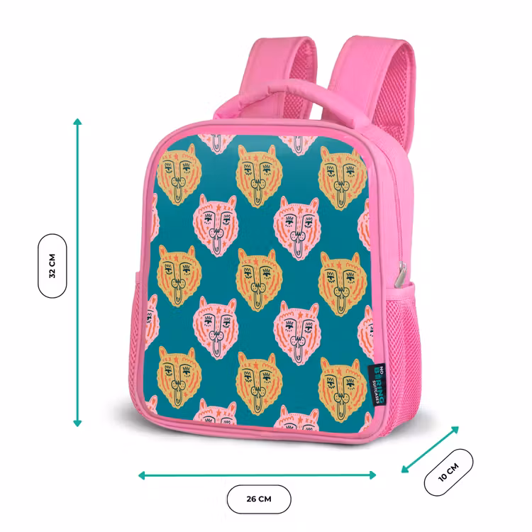Kattengezichten - Sterren - Turquoise Kinderrugzak - Roze middel 863 -productfoto_formaten