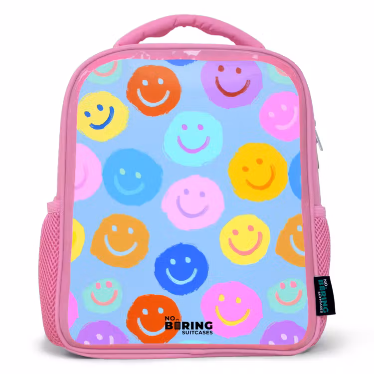 Vrolijk patroon van smileys Kinderrugzak - Roze middel -3d