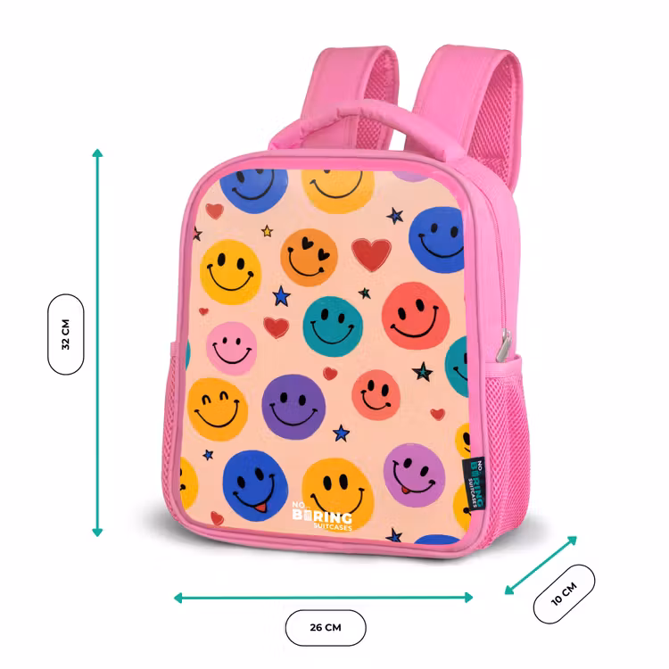 Vrolijk Smiley-patroon Kinderrugzak - Roze middel -productfoto_formaten