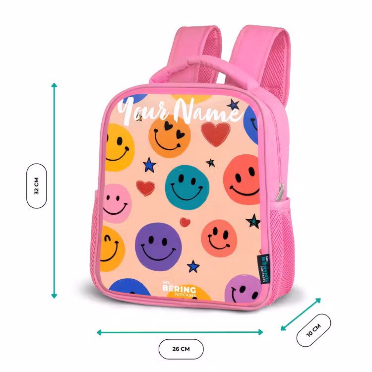 Vrolijk Smiley-patroon Kinderrugzak - Roze middel -productfoto_formaten