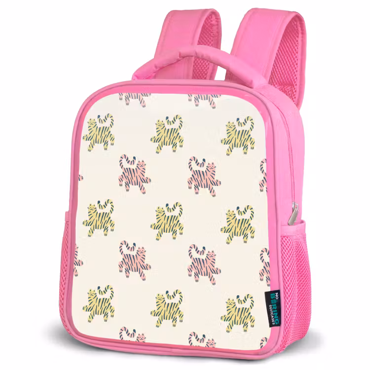 Dansend - Katten - Patroon Kinderrugzak - Roze middel 863 -schuin