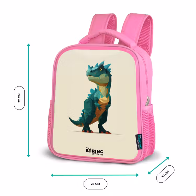 Dino - Dier - Groen Kinderrugzak - Roze middel -productfoto_formaten