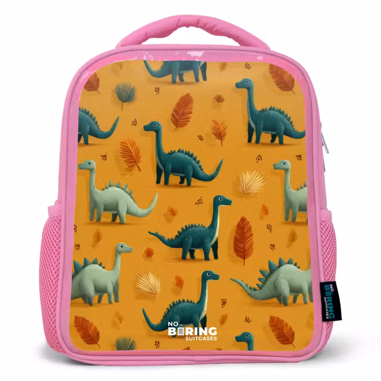 Dino - Dieren - Patroon Kinderrugzak - Roze middel -3d