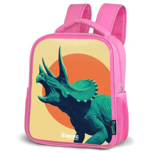 Dino - Triceratops - Dier Kinderrugzak - Roze middel -schuin