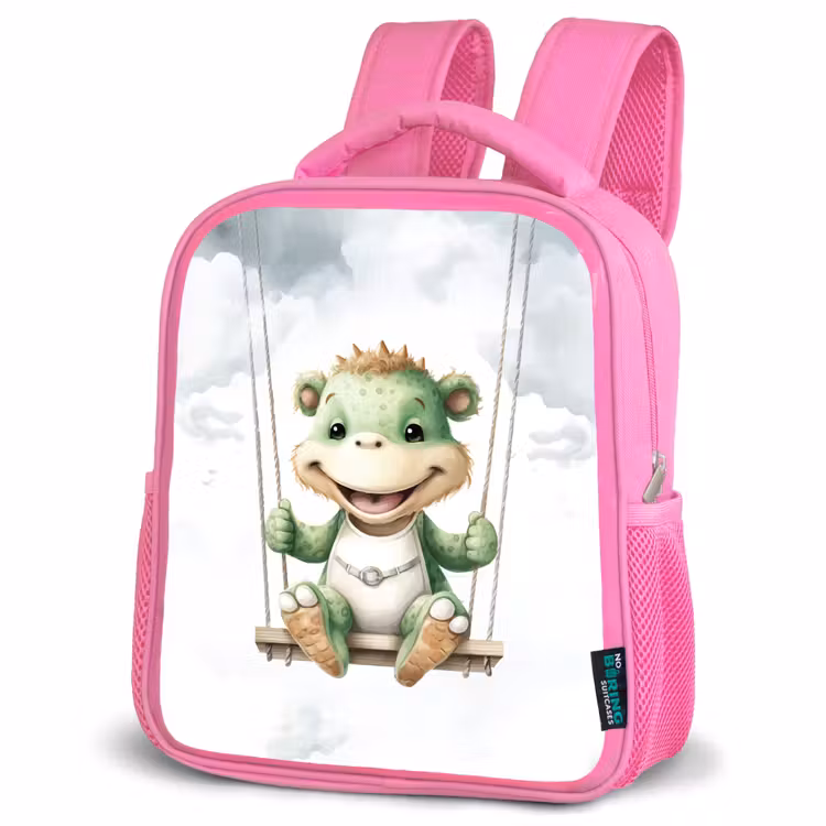 Draak - Baby dier - Kinderen Kinderrugzak - Roze middel -schuin