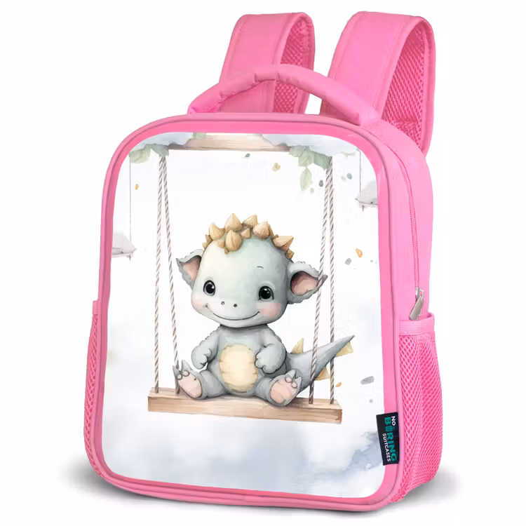 Draak - Baby dier - Kinderen Kinderrugzak - Roze middel -schuin