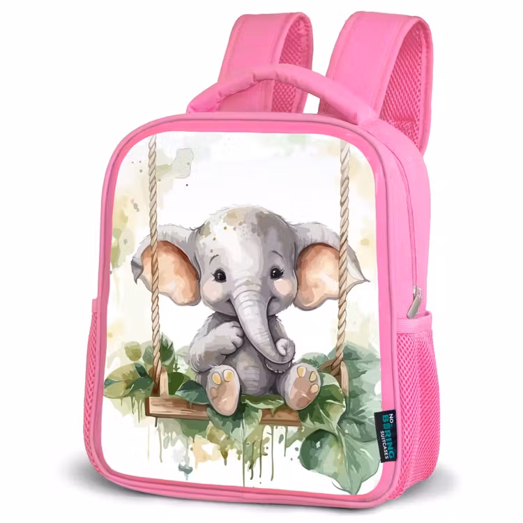Olifant - Dier - Kinderen - Jungle Kinderrugzak - Roze middel -schuin