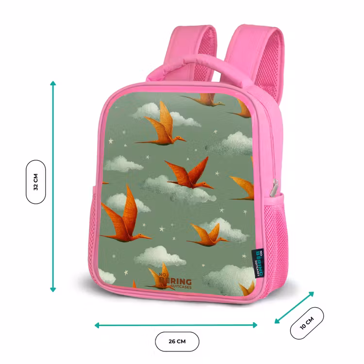 Vliegende pterosaurussen tussen sterren Kinderrugzak - Roze middel -productfoto_formaten