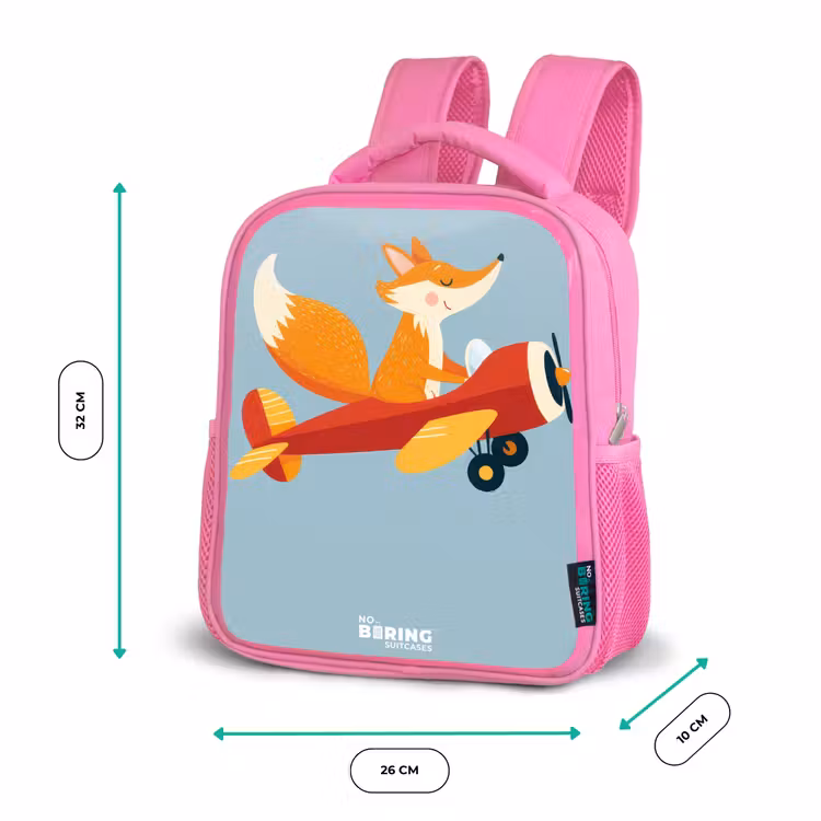 Vos - Vliegtuig -  Vliegen Kinderrugzak - Roze middel -productfoto_formaten