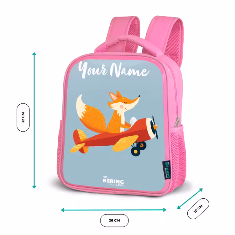 Vos - Vliegtuig - Vliegen Kinderrugzak - Roze middel -productfoto_formaten
