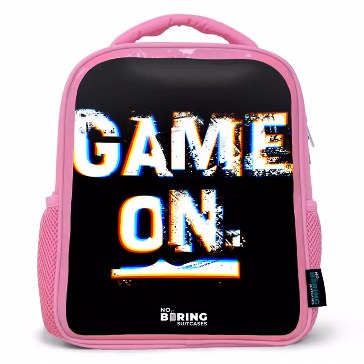 Game on in zwart wit Kinderrugzak - Roze middel -3d